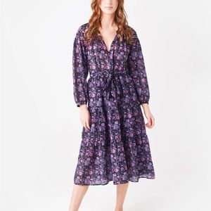 Xirena Annieka Dress floral tie belt midi length size size small